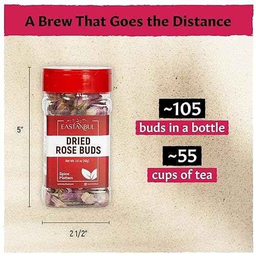 Miniatura 5 de Eastanbul Brotes de rosa secos, pétalos de rosa comestibles de 1.4 onzas para postres, para té de pétalos de rosa, té de brotes de rosas, té sin