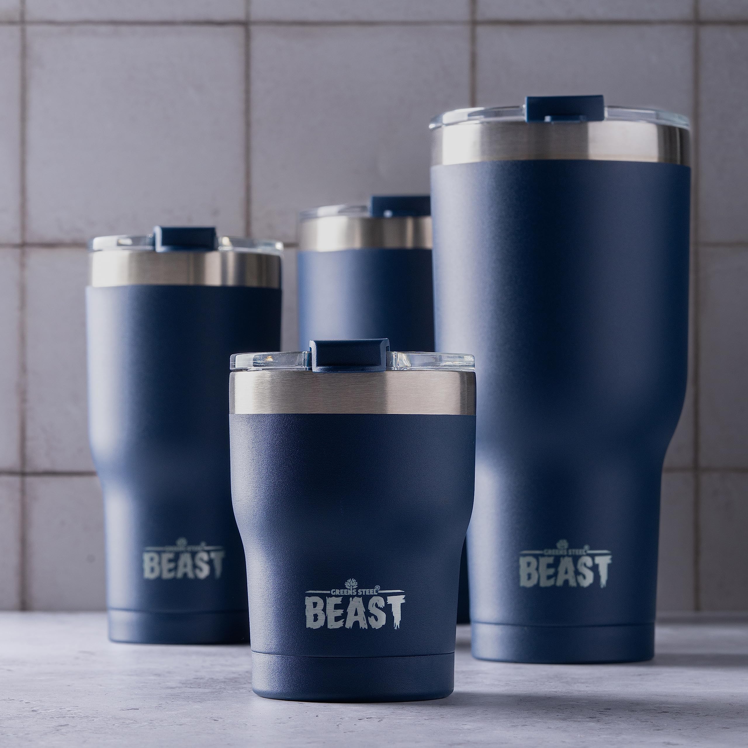 BEAST Mug Isotherme Café Acier Inoxydable 18/8 - 2 Pailles + Brosse - Thermos Voyage Double Paroi Chaud Ou Froid