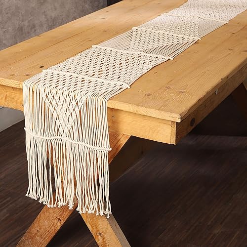 Vista 24 de REDEARTH Manteles individuales tejidos a mano, exquisitos hechos a mano, bohemios, decorativos para mesa de comedor, mesa de café, consola
