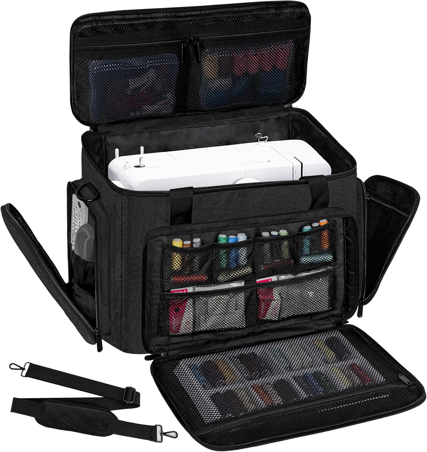 Sewing Machine Carrying Case with Multiple Storage Pockets Large Capacity, Universal Tote Storage Bag Compatible with Most Standard Singer, Brother, Janome