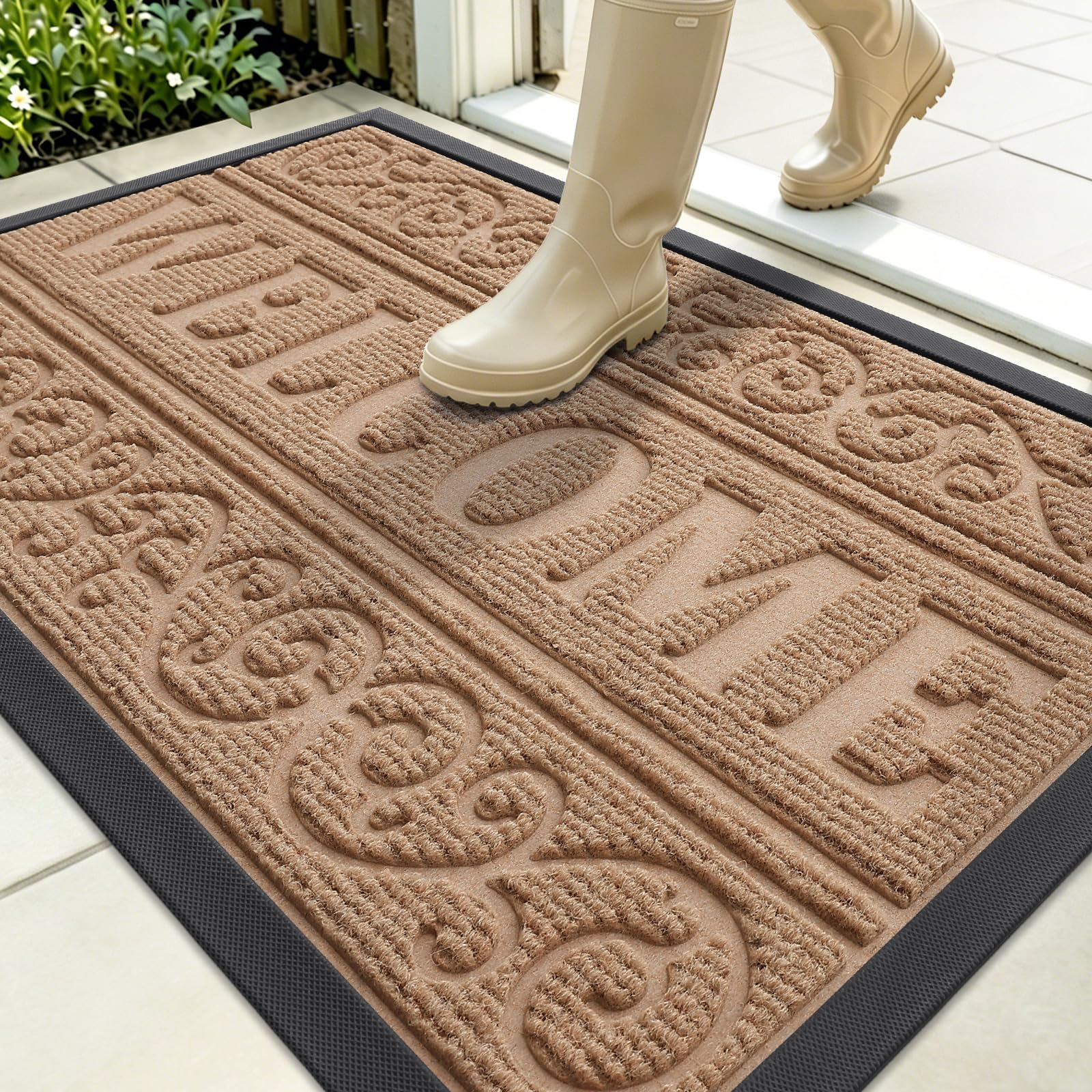 OLANLY Welcome Door Mat Indoor Outdoor 35x23, Heavy-Duty Rubber Doormat
