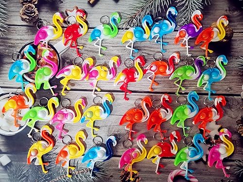Vista 3 de Paquete de 30 juguetes divertidos de burbujas surtidos de flamencos para niños, niños, aulas, estudiantes, regalos de profesores, recuerdos