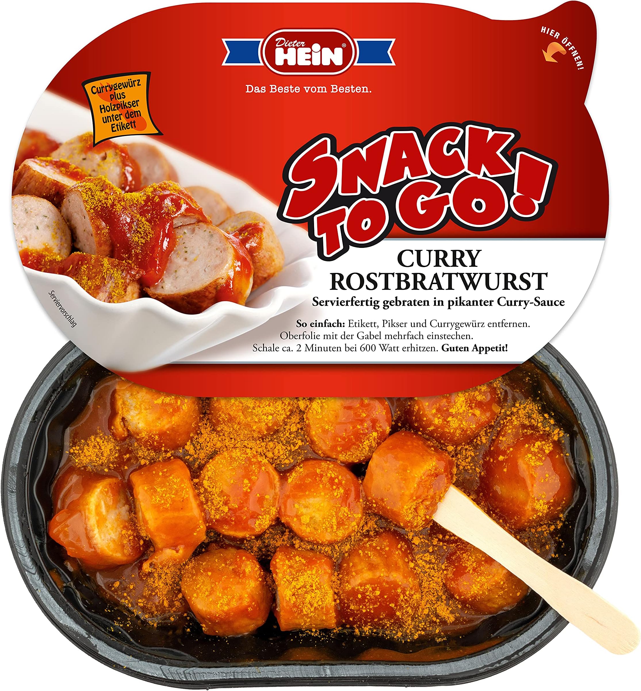 Currywurst - Rostbratwurst with Curry Sauce, Curry Powder – The"Snack to Go" German Currywurst - German Curry Sausage - 6 Dishes 220g Each -New by Dieter Hein