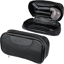 Linkidea Vegan Leather Tobacco Pipe Bag, Multifunction Travel Tobacco Pipe Bags and Bags, Tobacco Pipe Bag and Accessories Pouch for Great Gifts (Black)