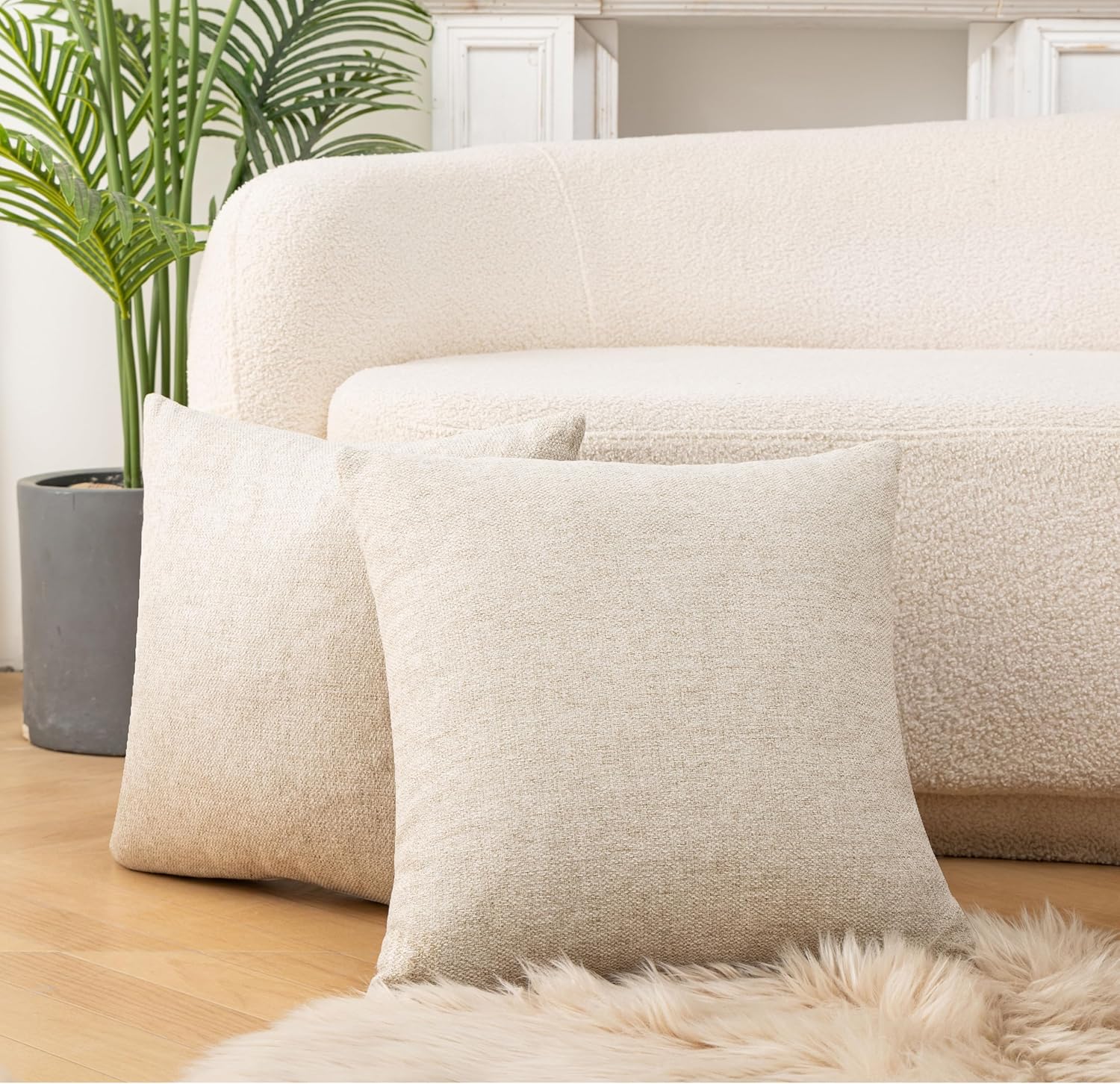 Throw Couch Pillow with Insert 18x18 Inches Set of 2 Square, Cute Modern Home Fall Decor for Living Room Sofa Bed Cushion Accent Case, Anthropologie Style Home Decor (Agate Gray #P2-15)