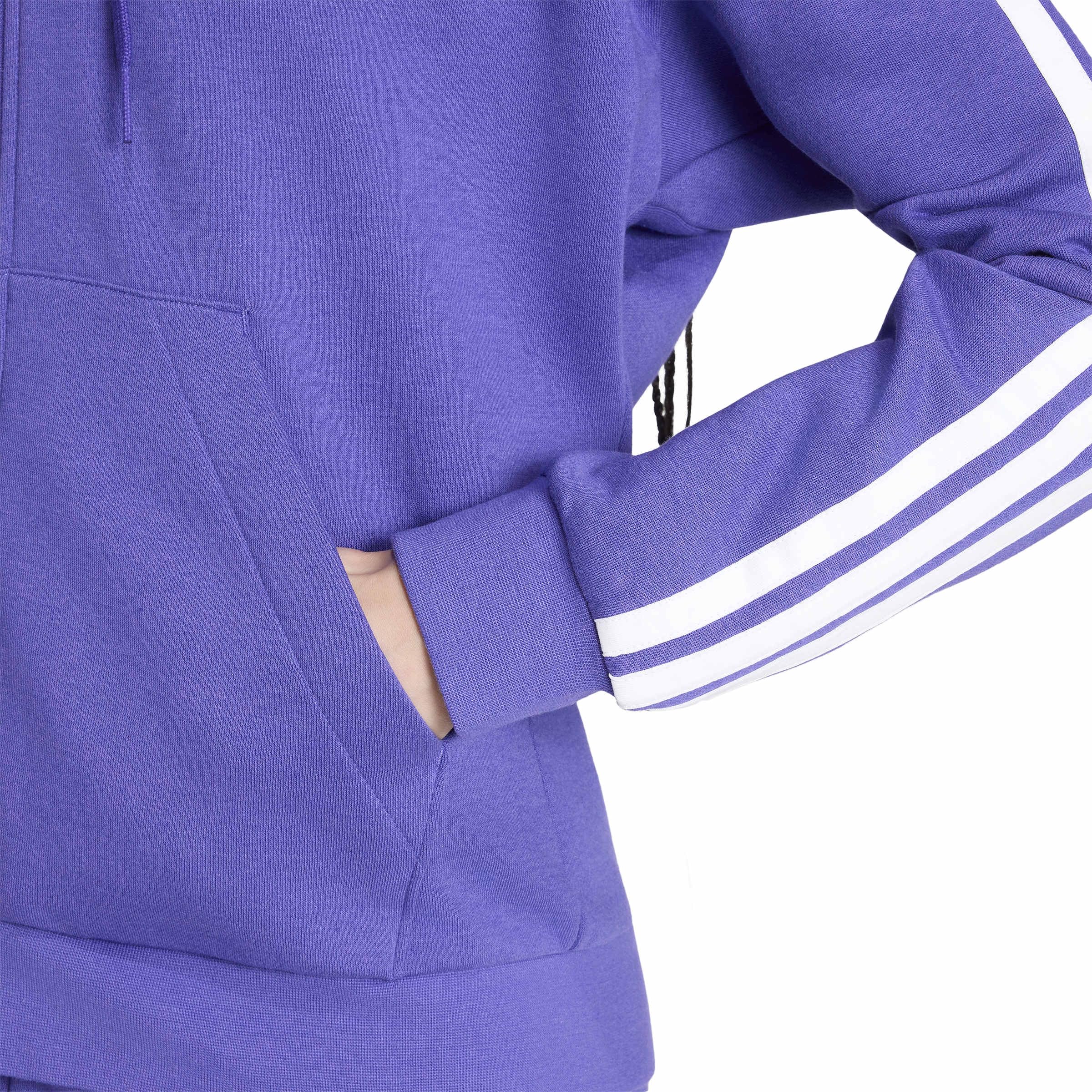 adidas Mujer Essentials 3-Stripes Full-Zip Fleece Hoodie Sweatshirt, Pure Purple/White, XS