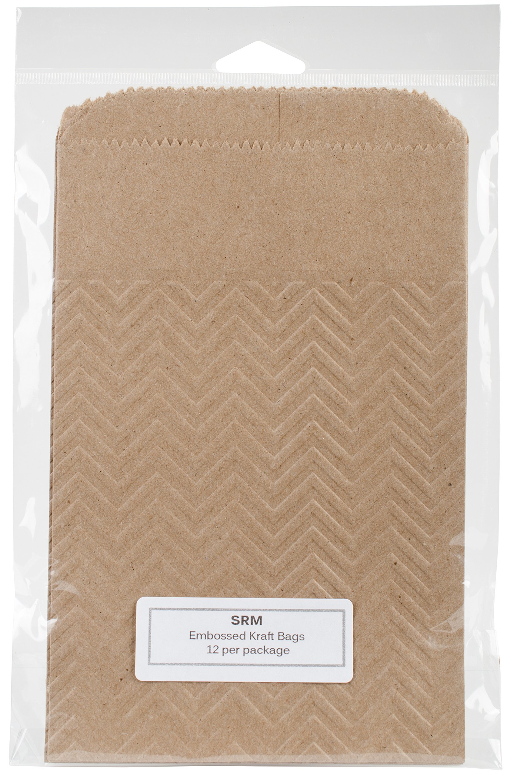 SRM Press Embossed Kraft Bags, Multi-Colour, 15.24 x 25.4 x 0.43 cm