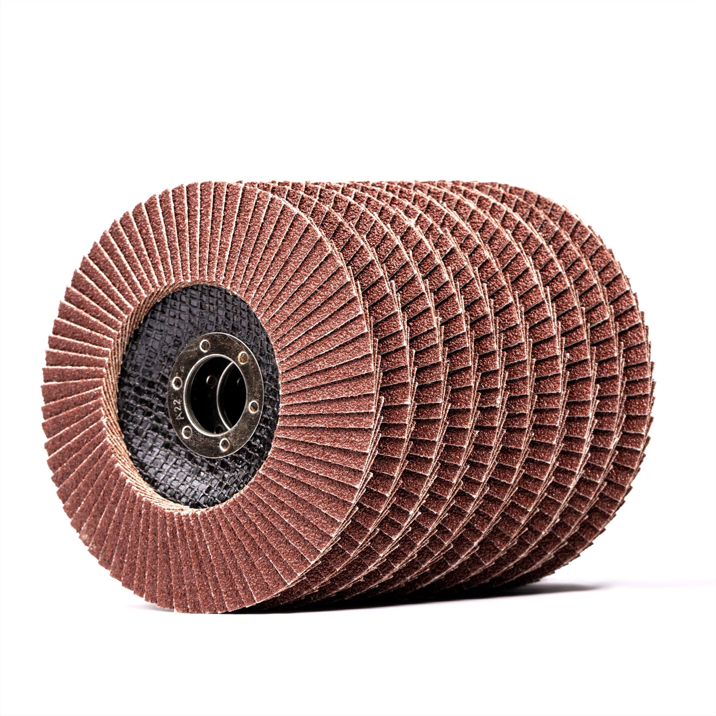 Woltersberger® Lot de 10 Disques Abrasifs à Lamelles, Disque de Meulage 125 mm Standard, Roues à feuillets abrasif Grain 80 pour métal et bois