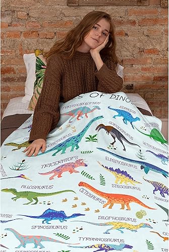 Miniatura 6 de Manta de dinosaurio para niños, tipos de dinosaurios, regalos de cumpleaños para niños, niñas, adolescentes, franela suave, divertida manta