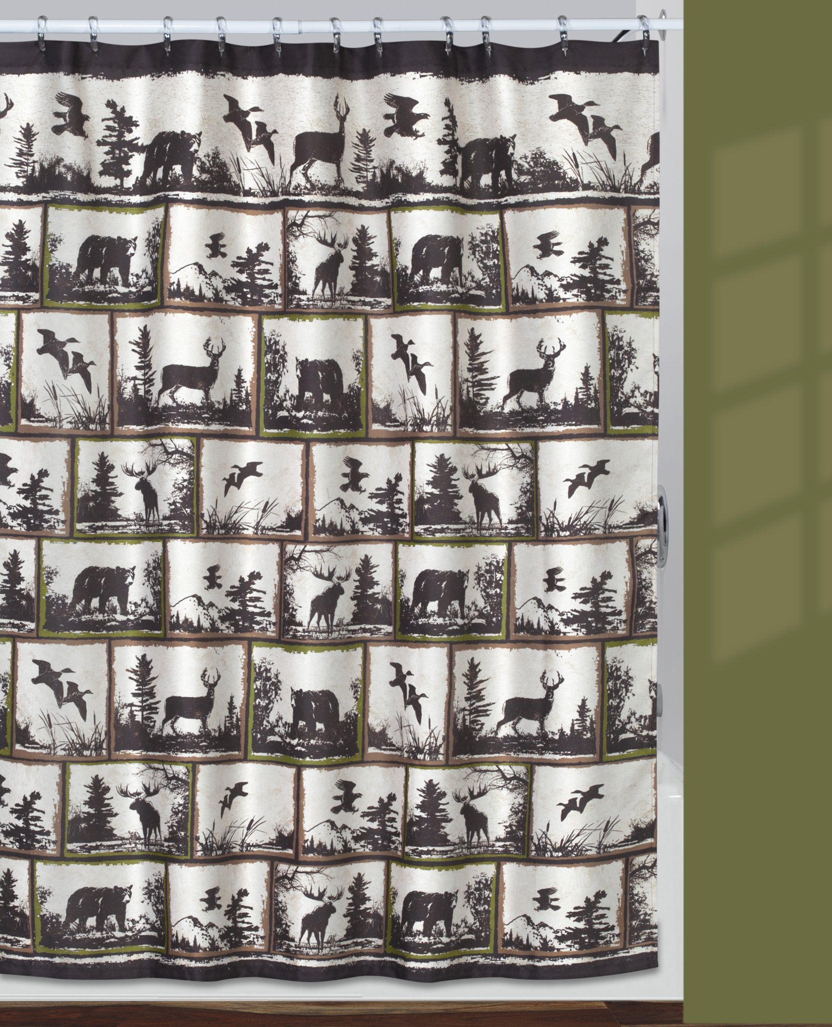 Creative Bath Products Rustic Montage Shower Curtain, Brown (S1213NB)