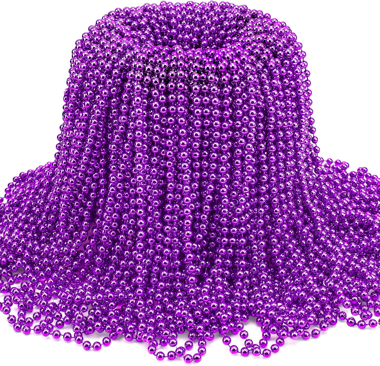 FUNIXY 144Pcs Mardi Gras Purple Beads Metallic Beads