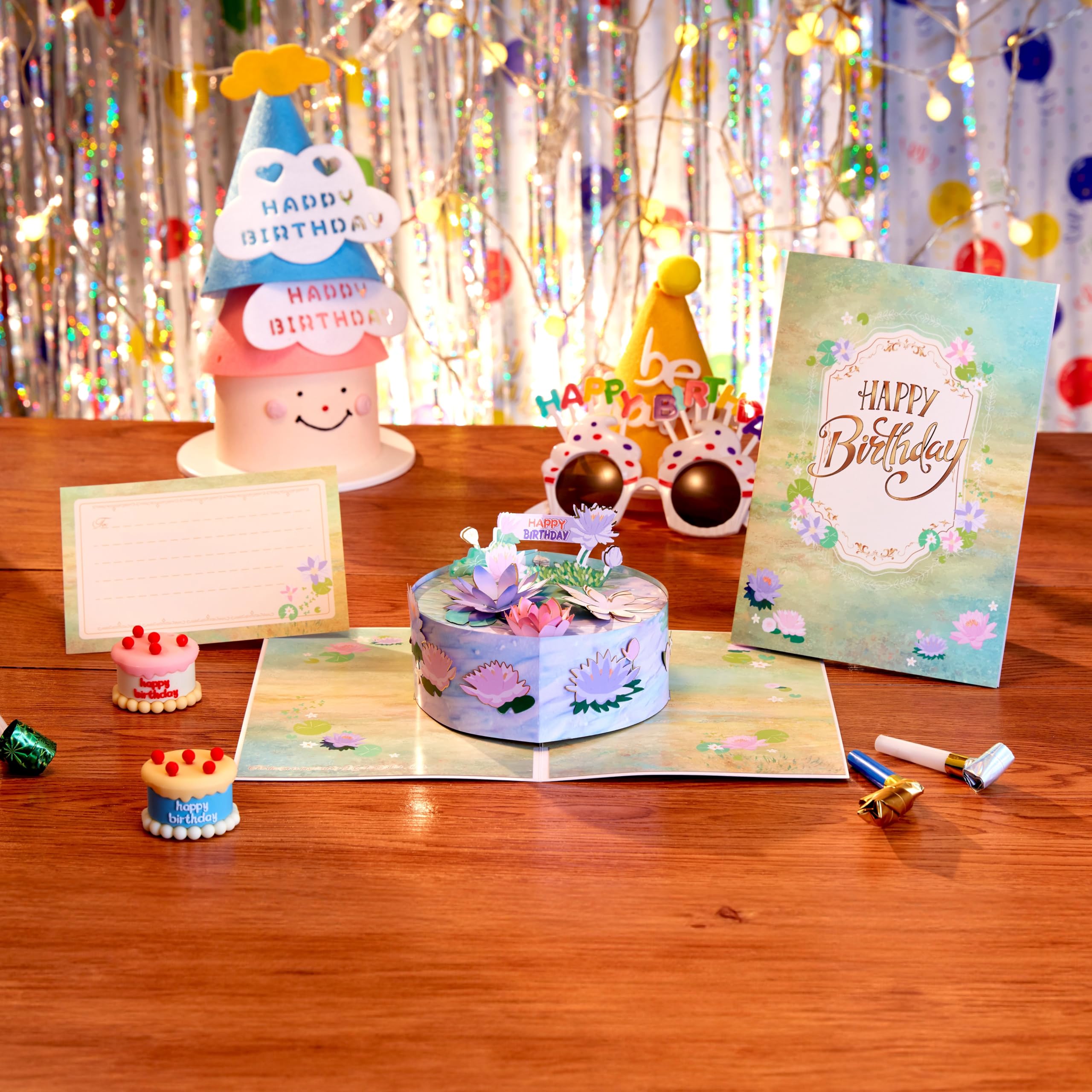 LoveEcho Tarjeta de felicitación 3D de pastel de cumpleaños, tarjeta de felicitación de cumpleaños 3D con tarjeta de notas y sobre para mujer, esposa, mamá, abuela, hija, hermana, novia, marido