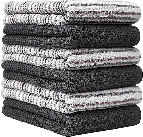 Miniatura 3 de Toallas de cocina de 16 x 26 pulgadas, paquete de 6 toallas de mano grandes de algodón, paños de cocina, diseño de rayas de palomitas de maíz, juego