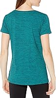 Vista 64 de Yaxa Essentials Camiseta de manga corta con cuello redondo para mujer, de secado rápido, para entrenamiento, gimnasio, paquete múltiple Tinte