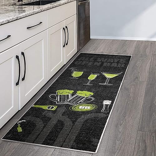 SUSSEXHOME Tapetes de cocina antideslizantes lavables para piso, alfombra de pasillo ultra fina de pelo bajo para lavandería, entrada, baño, tapetes