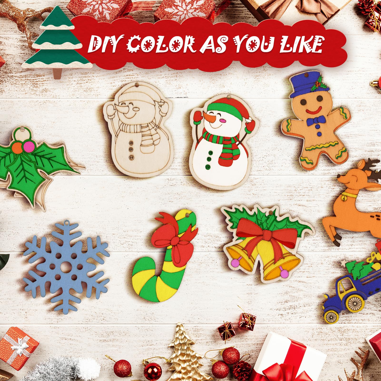 DIY Weihnachtsbaum-Anhänger Bastelset – Für Erwachsene & Kinder, 4 Designs, Mit Allem Zubehör
