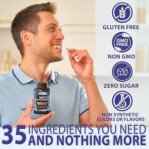 Miniatura 5 de Multivitamínico para hombres 35 en 1 - Suplemento dietético para el apoyo inmunológico diario y energético - Multivitamínicos para hombres con