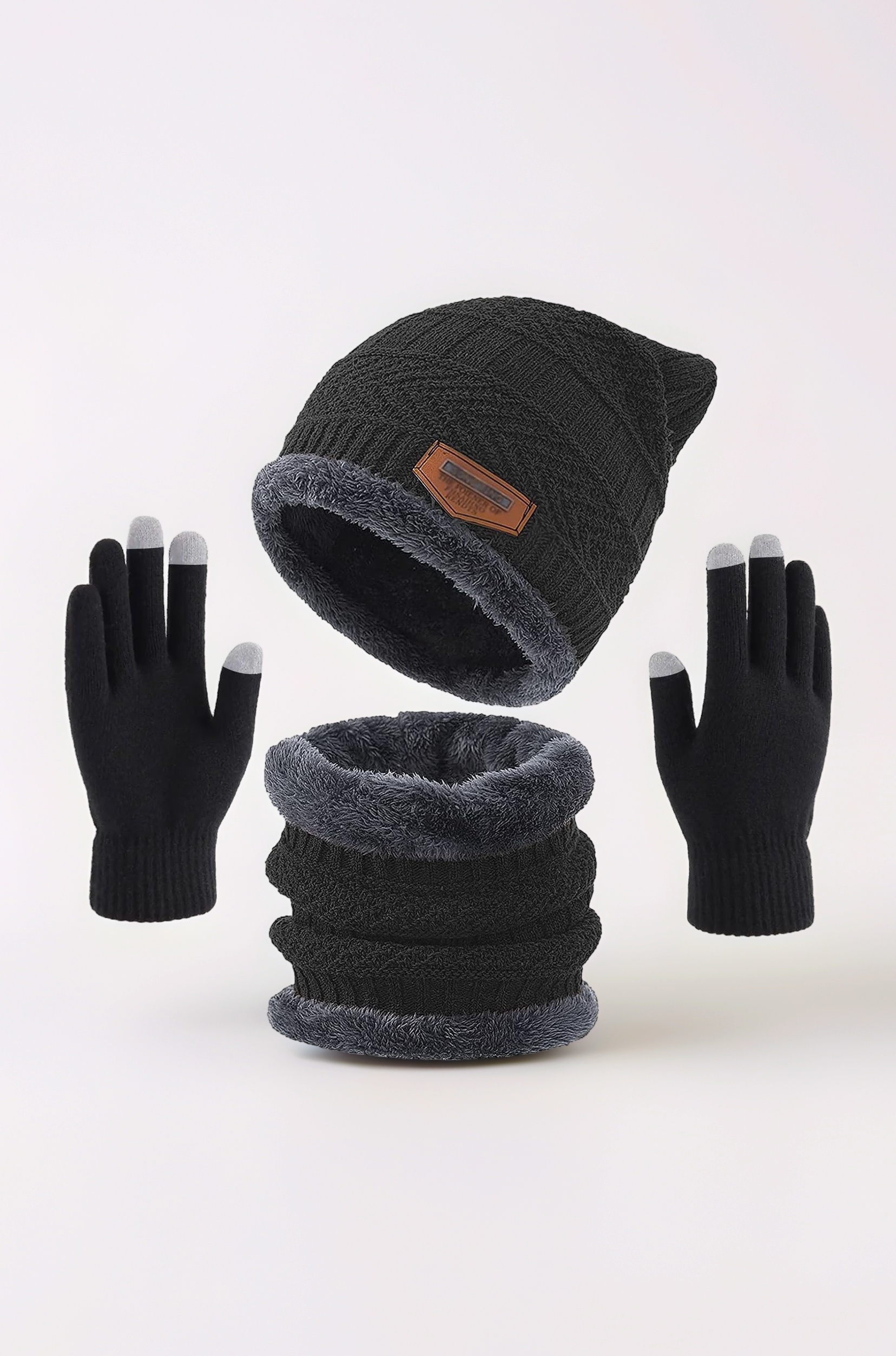 Warm Knit Hats, Skull Cap with Neck Warmer Winter Wear Beanie Hats Scarf Set for Men and Women