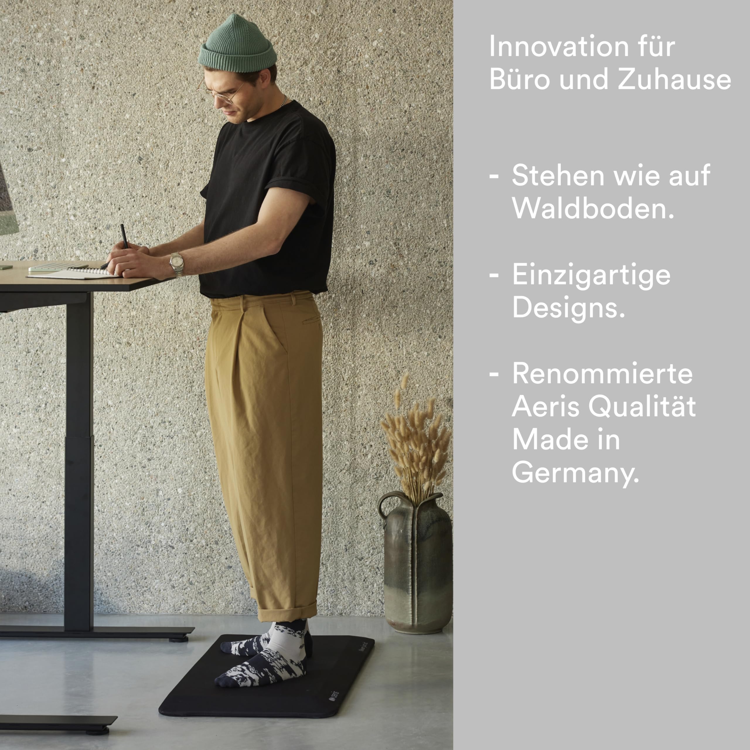 aeris Muvmat Anti Ermüdungsmatte für Stehtische – Ergonomische 2-Zonen Schreibtisch Stehmatte für gesundes Stehen – strapazierfähige Arbeitsplatzmatte Bezug Jungle