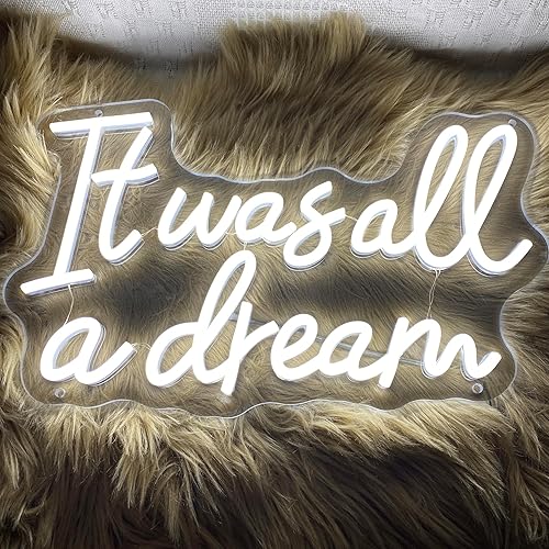 Letreros de neón con texto en inglés It was all a dream para decoración de pared, letrero LED blanco frío para oficina, feliz cumpleaños, para