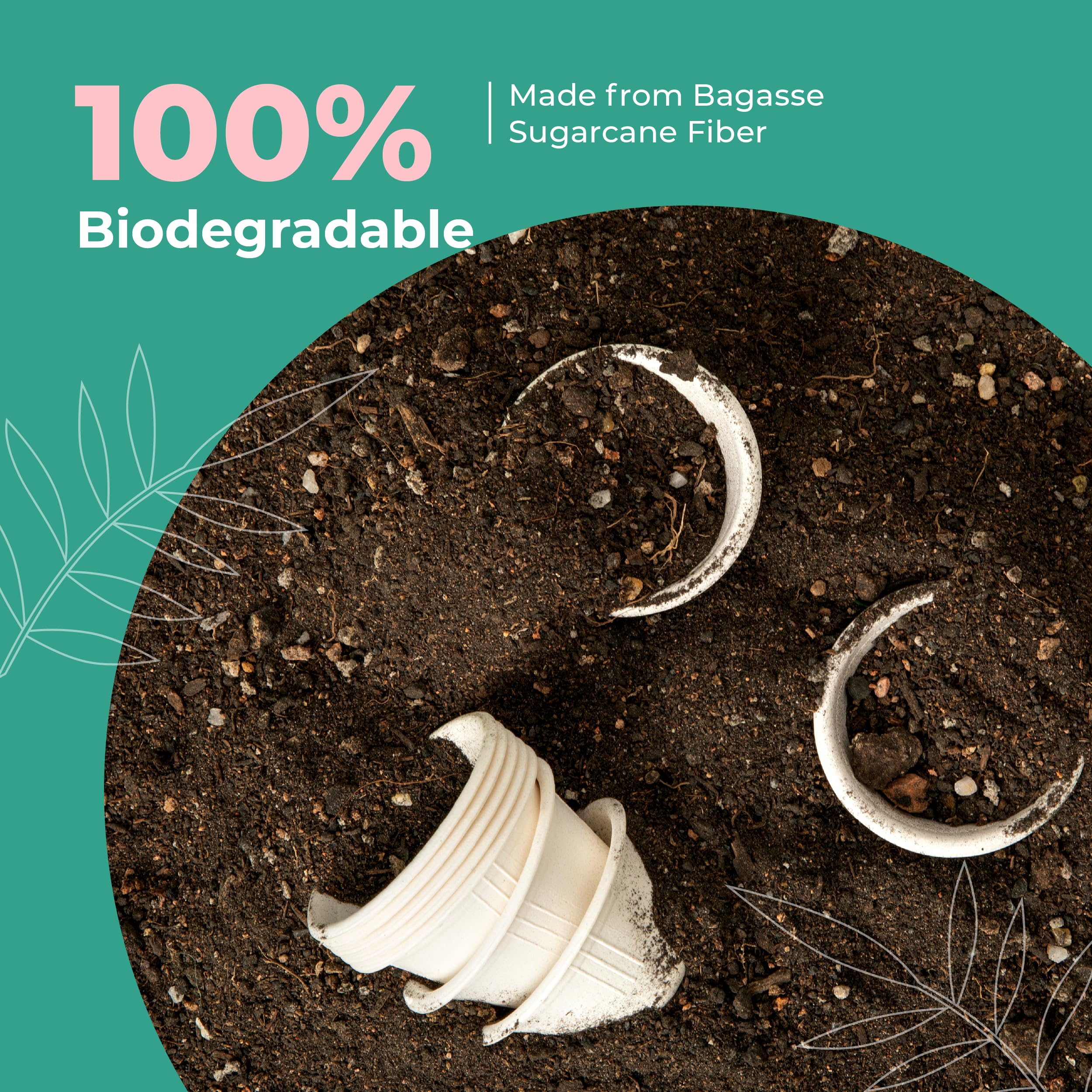 [Paquete de 200] Vaso desechable compostable blanco de 2 onzas, 100% biodegradable de caña de azúcar/bagazo, alternativa a vasos de papel y plástico, recipientes ecológicos para alimentos fríos o