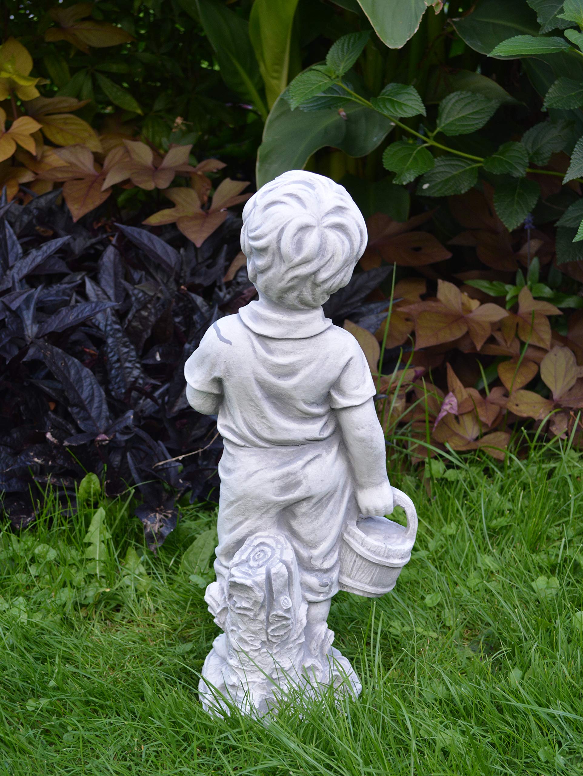 gartendekoparadies.de Set Ragazzo e Bambina Figura Pietra H 42/43 cm 12 kg Grigio Resistente al Ghiaccio per Esterni