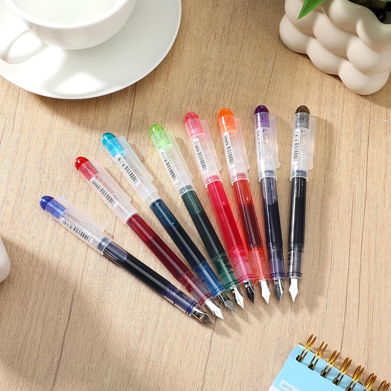 Disposable Fountain Pens Set, 40 PCS Colored Ink Fountain Pens for Writing, Extra Fine Nib Classic Design Calligraphy Large Capacity for Journaling Office Supplies Sketching