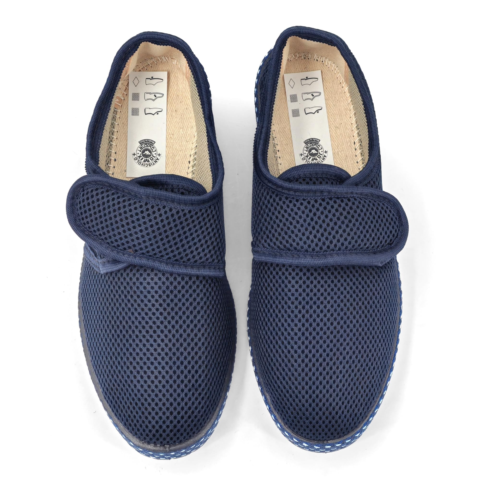 JOMIX Zapatillas Casa Hombre Verano Fabricadas en Italia con Banda Ajustable Pantuflas Anatómicas Hombre para Pies Delicados Zapatos Ortopédicas Hombre