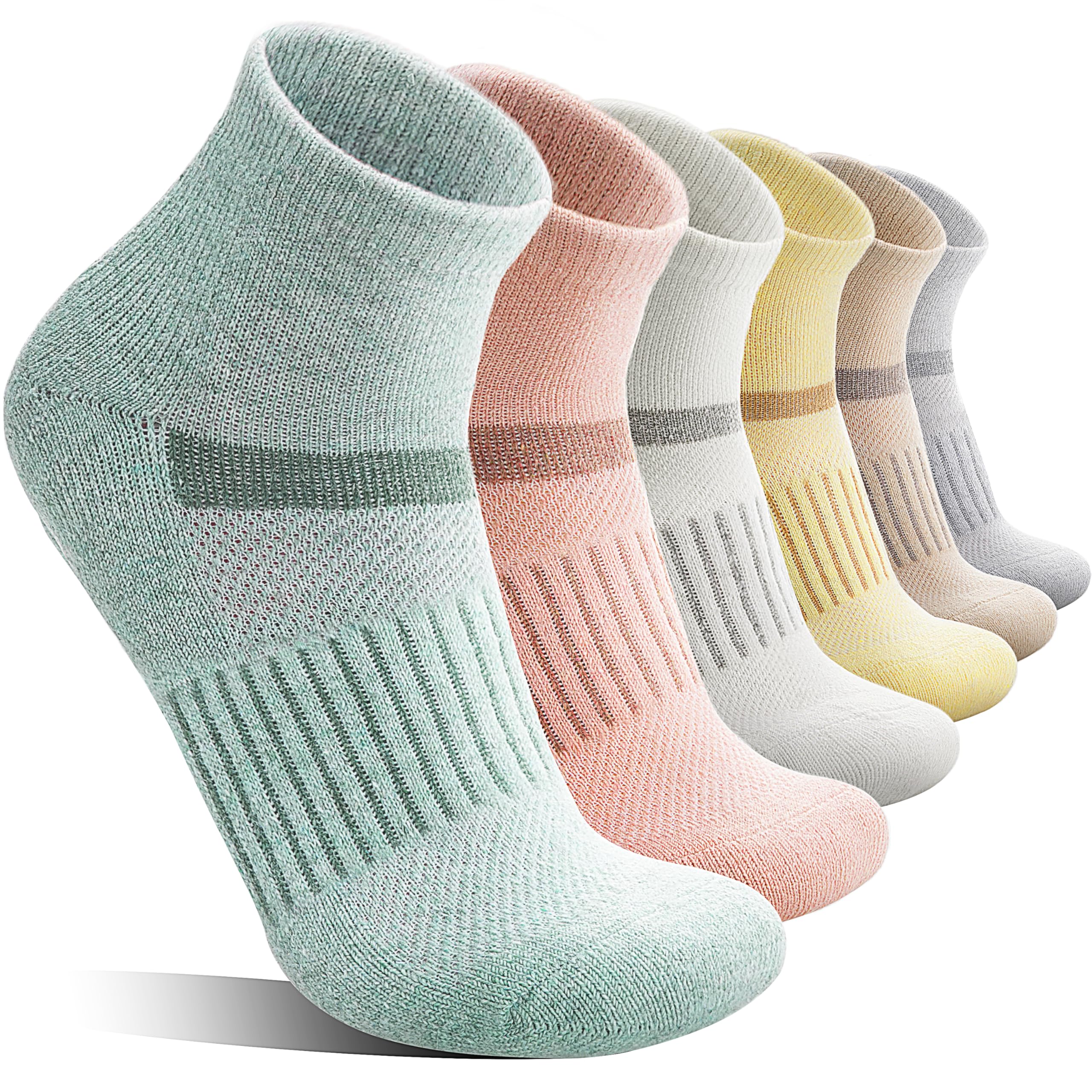 MOSEY KOSY Merino Kurz Viertellänge Wandersocken, Sneaker Socken, Thermosocken Warme Wollsocken, Atmungsaktiv Laufsocken Sportsocken für Herren Damen 6 Paar