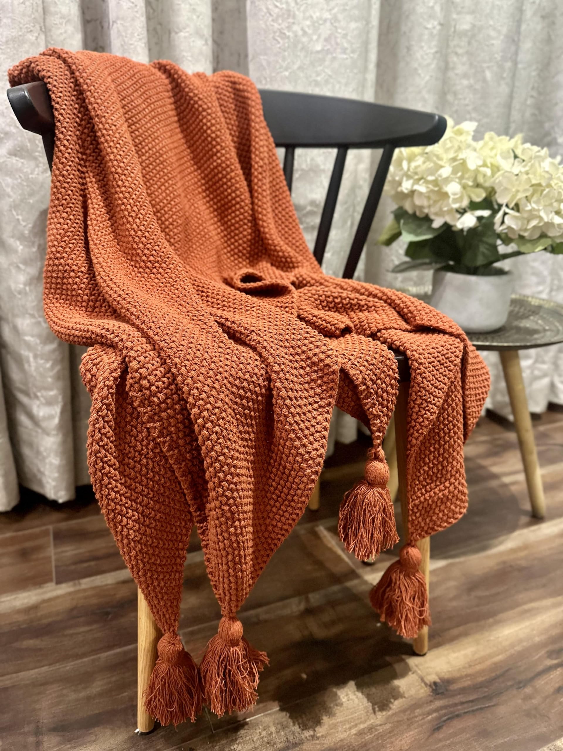 Premium Cotton Super Soft & Breathable Throw - Rust | Skin Friendly All Season Throw for Home, Sofa, Chairs, Couches and Bed | Comfortable Throw Blanket Home Decor - Pack of 1