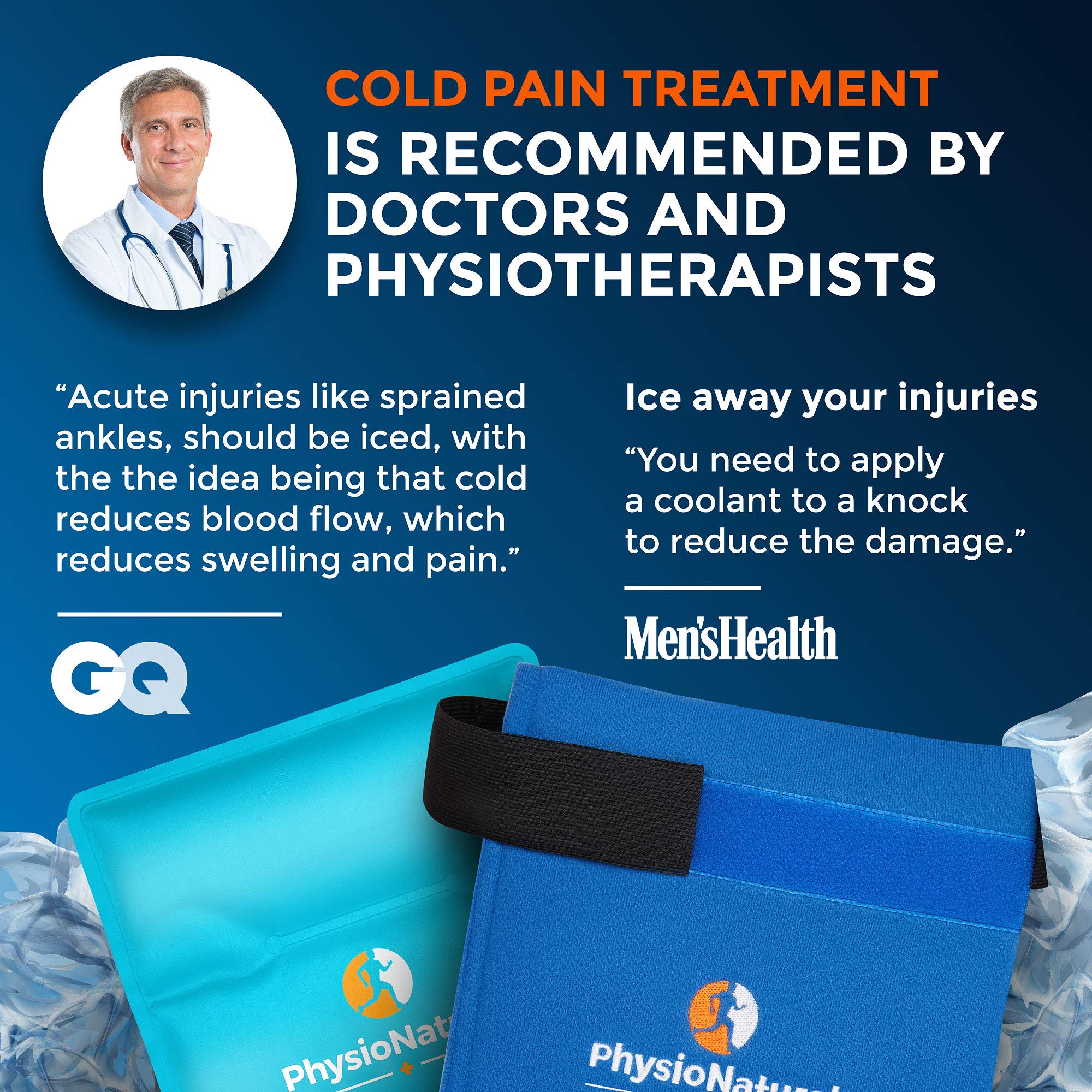 Buy PhysioNatural Knee Ice Pack Wrap Cold Gel Compression Brace