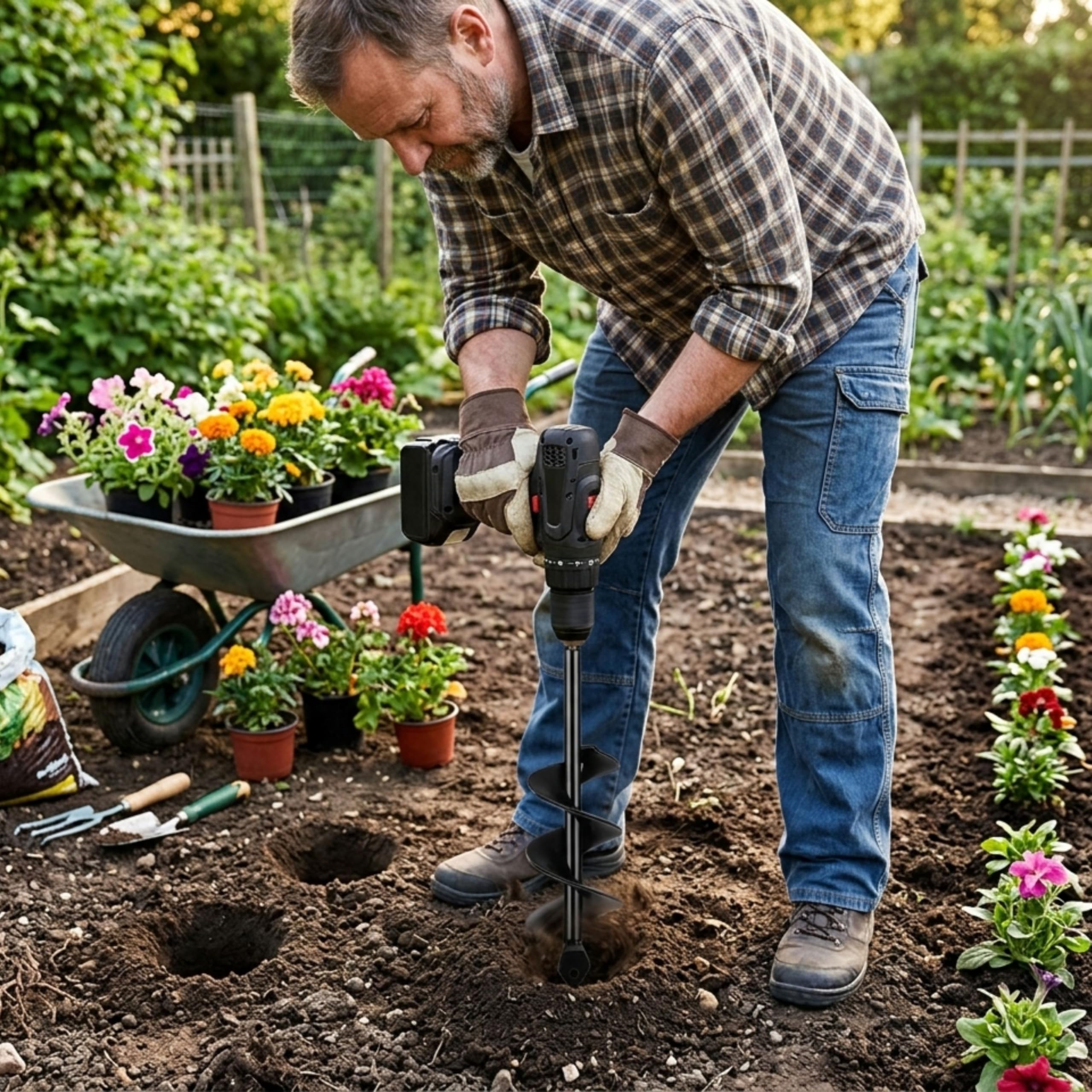 Yasta Trivella da Giardino 6x30cm Attacco Esagonale 8mm Universale , Punta a Spirale per Trapano Terreno per Bulbi e Piantine - Punta Elicoidale in Acciaio per Scavo Fori e Trapianto Fiori