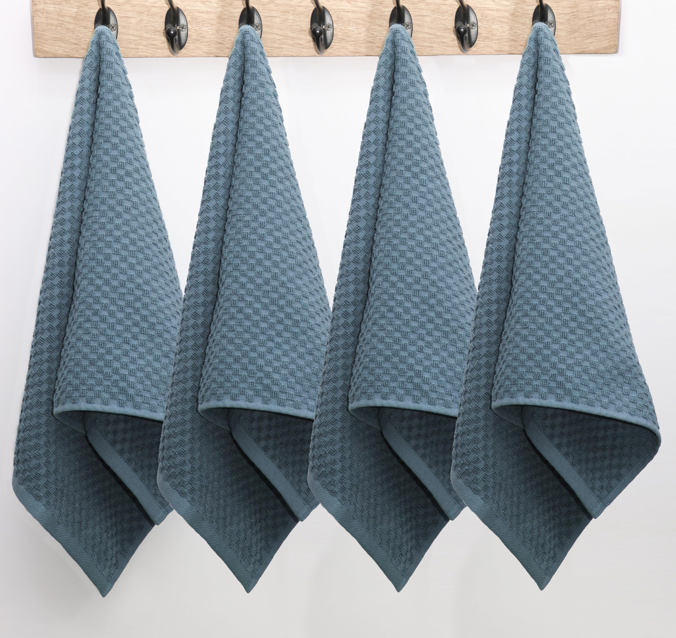 COTTON CRAFT Set di 12 strofinacci in spugna, 100% cotone, trama a nido d'ape, morbidi, assorbenti, ad asciugatura rapida, a basso contenuto di lanugine, riutilizzabili, per bar, 40,6 x 71 cm, blu