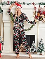 Vista 2 de Ekouaer Conjunto de pijama de satén largo clásico de verano para mujer