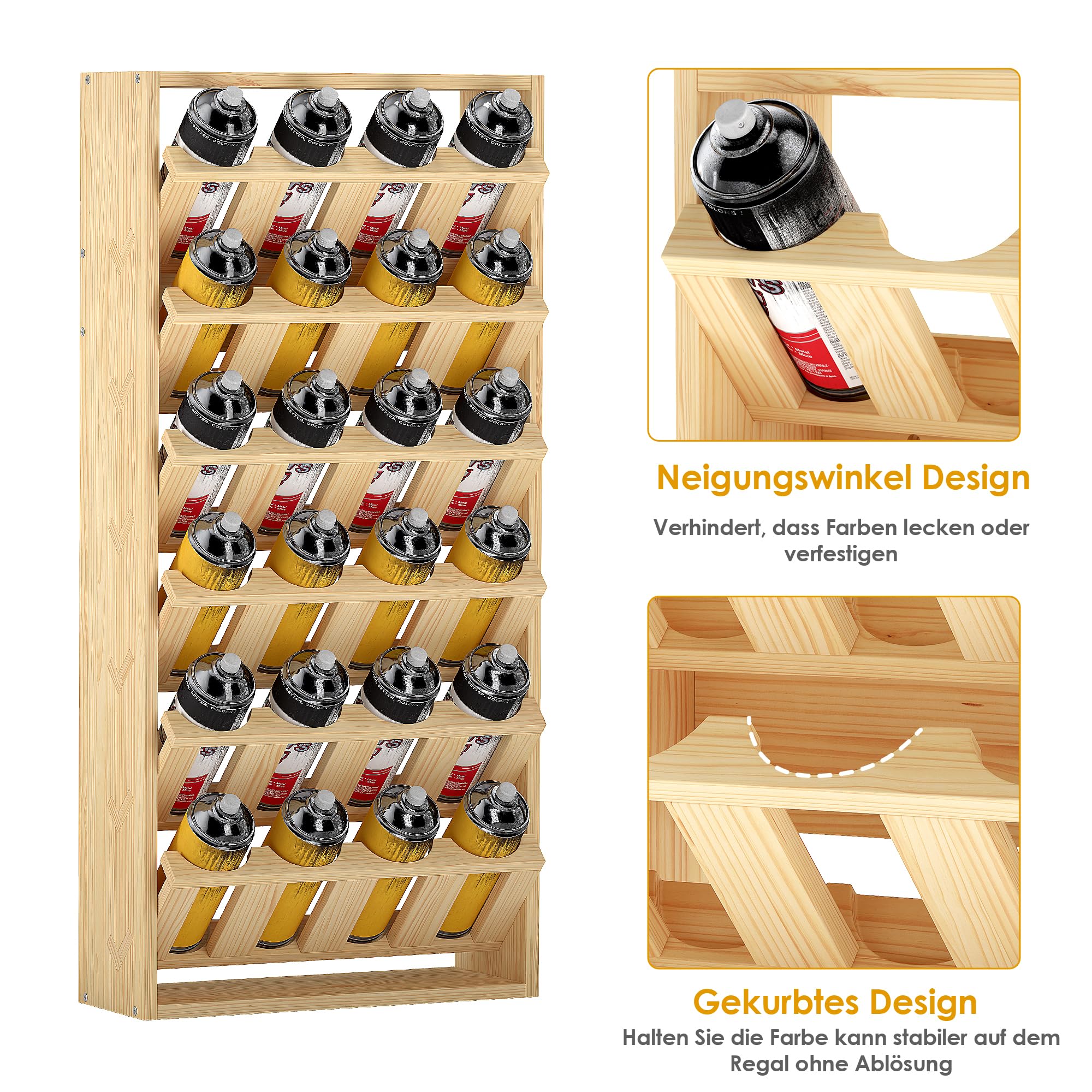Sprühdosenhalter zur Wandmontage, 6-Tier Sprühdosenhalter Aufbewahrungsregal, 24 Sprühflaschen Farbflaschen Organizer Mit Großem Fassungsvermögen, Farbdosenhalter für Werkstätten, Garagen