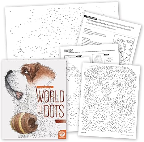MindWare World of Dots Dogs - Connect-The-Dots Puzzle Coloring Book for Kids and Adults, 32 Dog-Themed Designs, Ages 8 and Up
