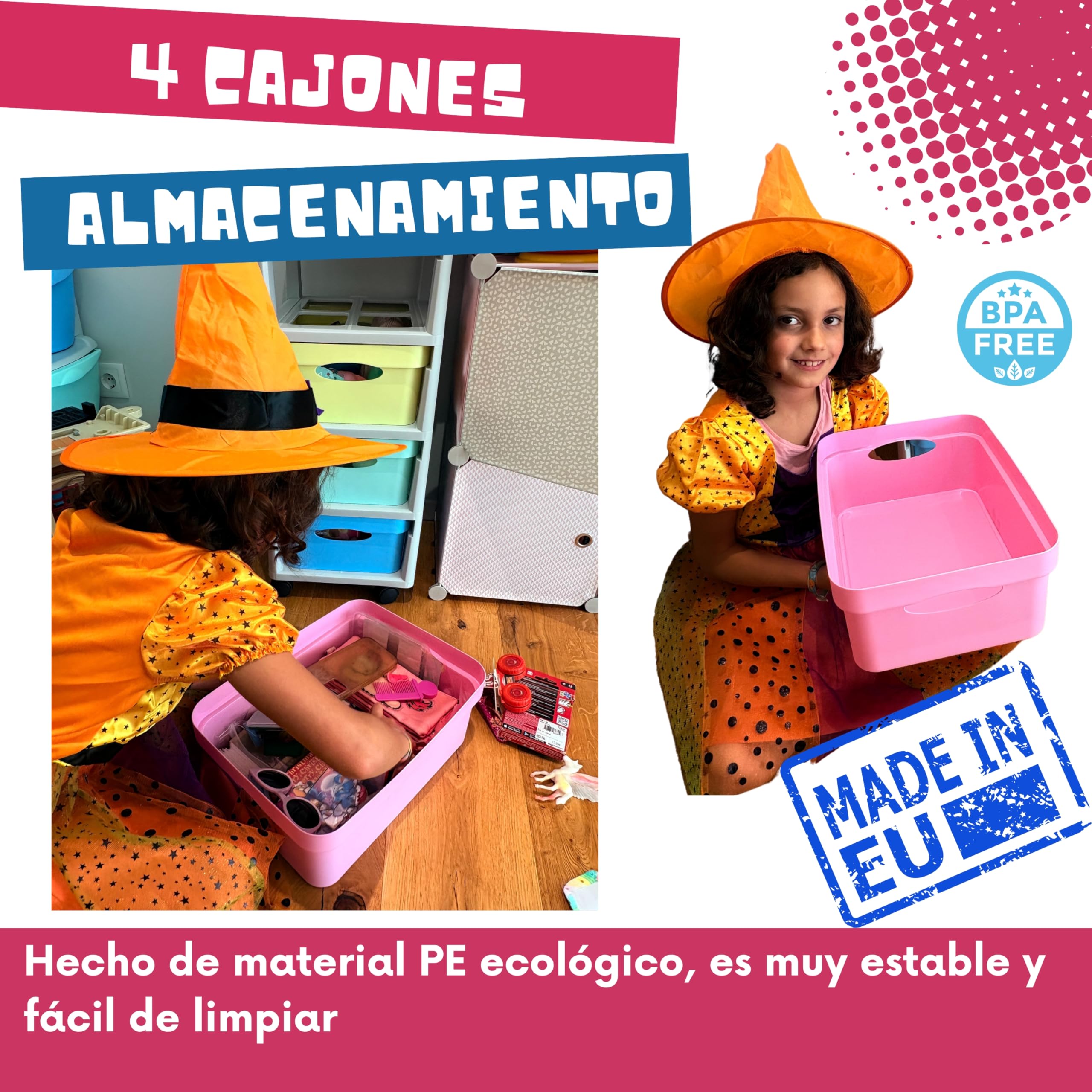 Cajonera de plastico con ruedas mueble organizador escritorio torre almacenaje niños infantil juvenil mueble almacenaje escritorio caja almacenaje cajon - Made in E.U.