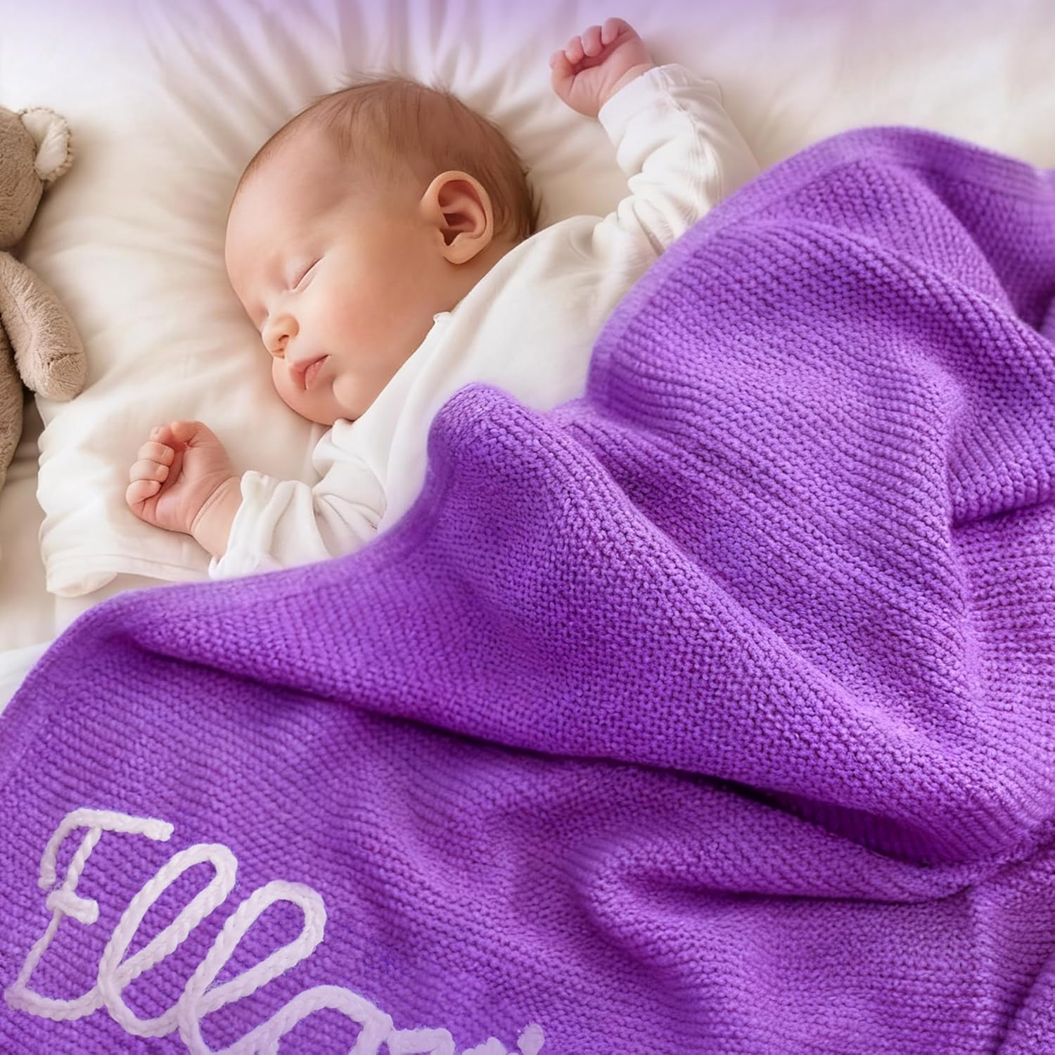 MISZM Personalized Baby Blanket with Name - Custom Organic Cotton Baby Name Blanket,Customized Swaddle Blankets,Soft & Durable,Newborn Gift for Boys & Girl,Birthday,Milestone,Hospital