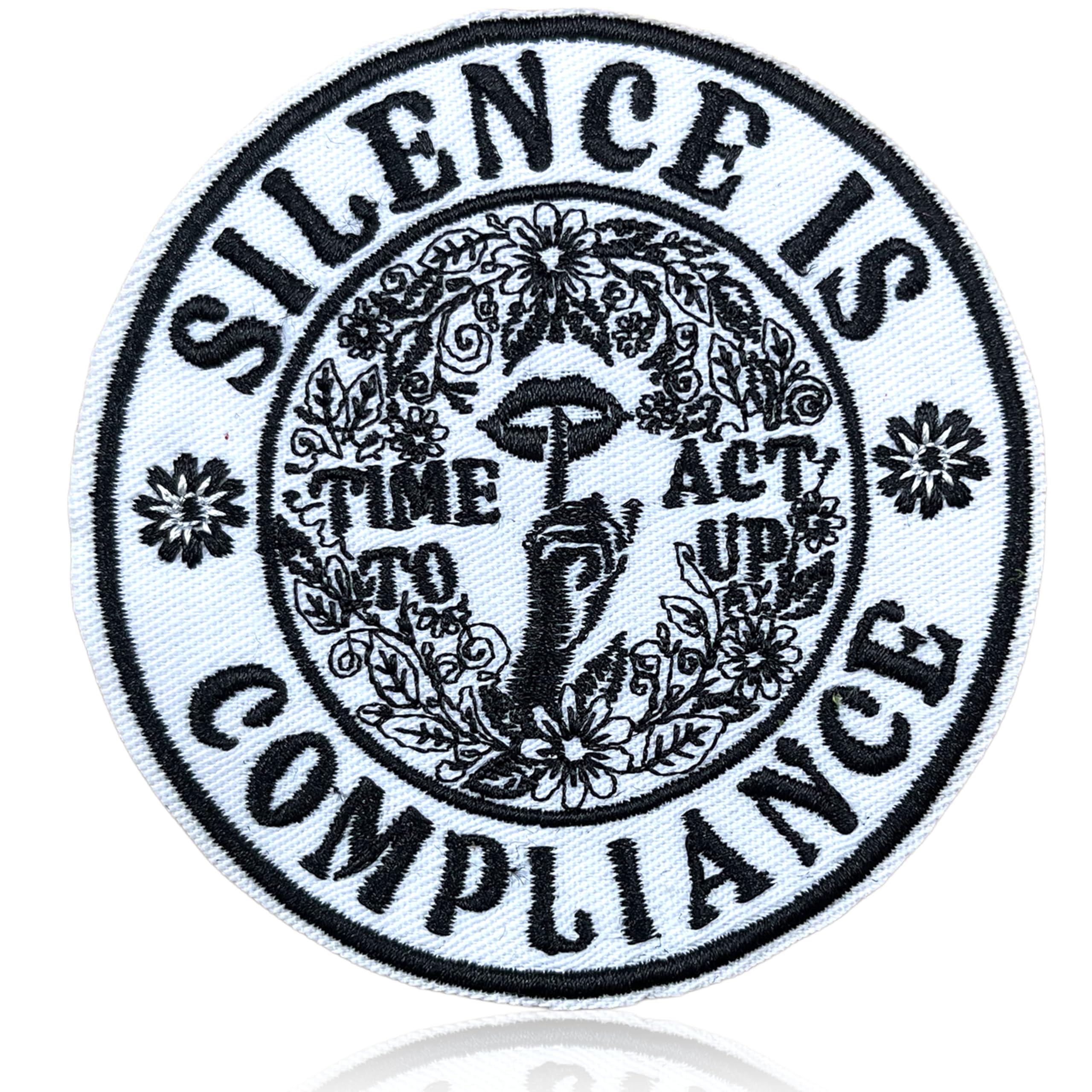 Silence is Compliance Patch,3 Inch Sew On Iron On Equality Civil Social Justice Activist Protest Political Embroidered Patches for Backpack Jacket Hat Jean DIY Clothes Gift for Men Women Size 3 Inches