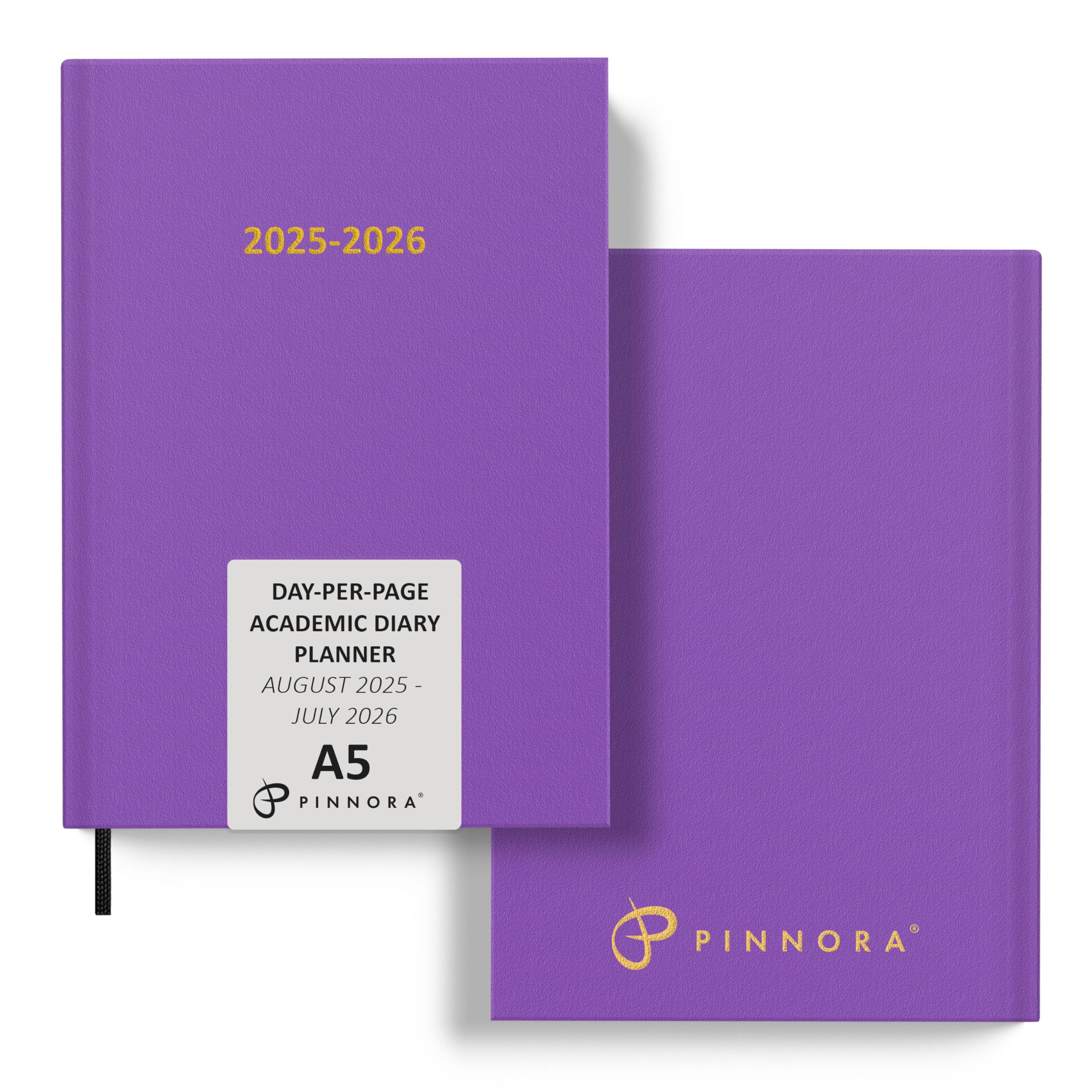 Pinnora A5 Mauve Academic Diary 2026-2027 Day per Page, Hard Cover, August, July Dated Academic Planner
