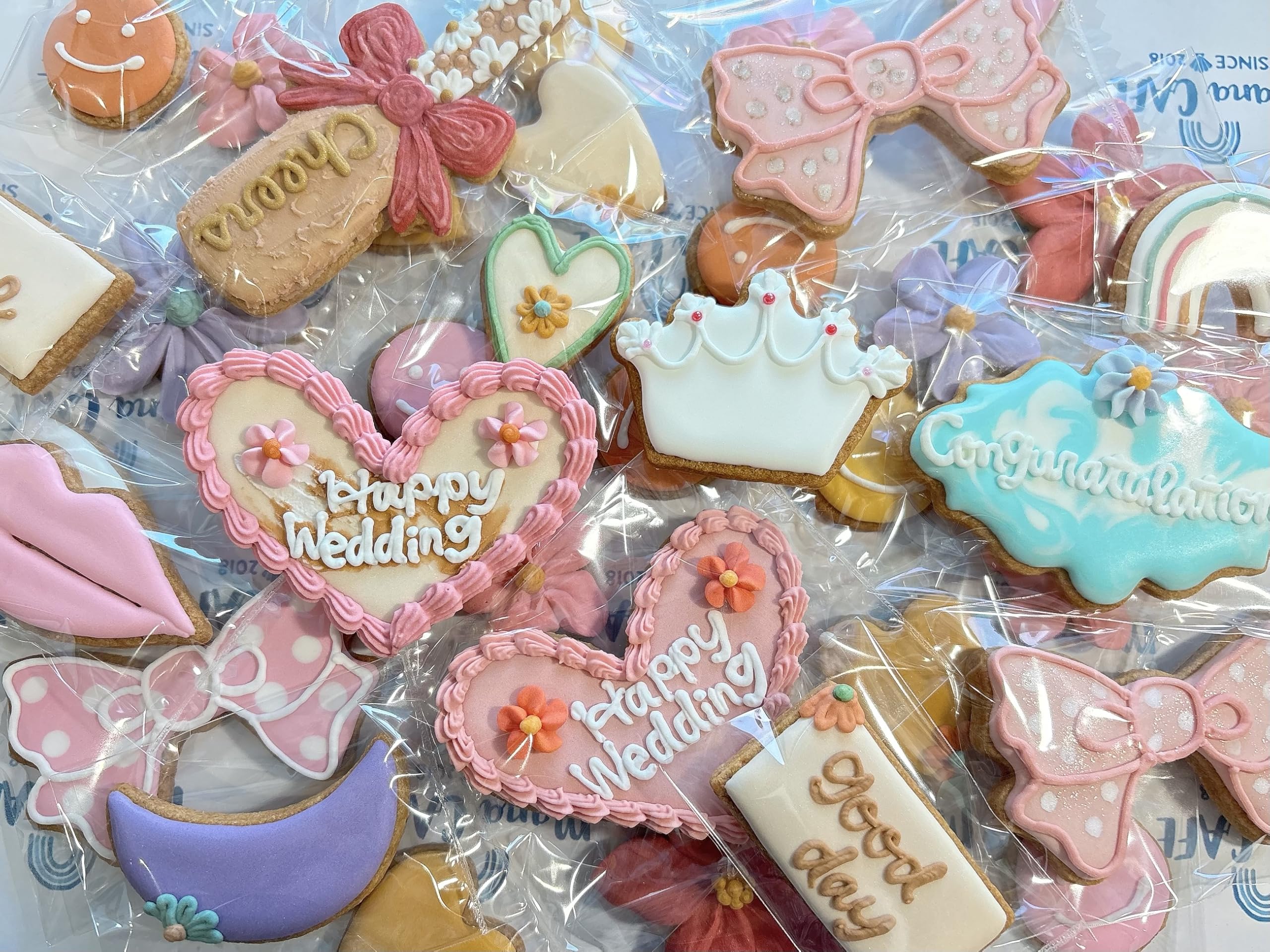 Amazon.co.jp: 結婚祝いクッキーセット, ManaCAFE.100g詰合せ.happy