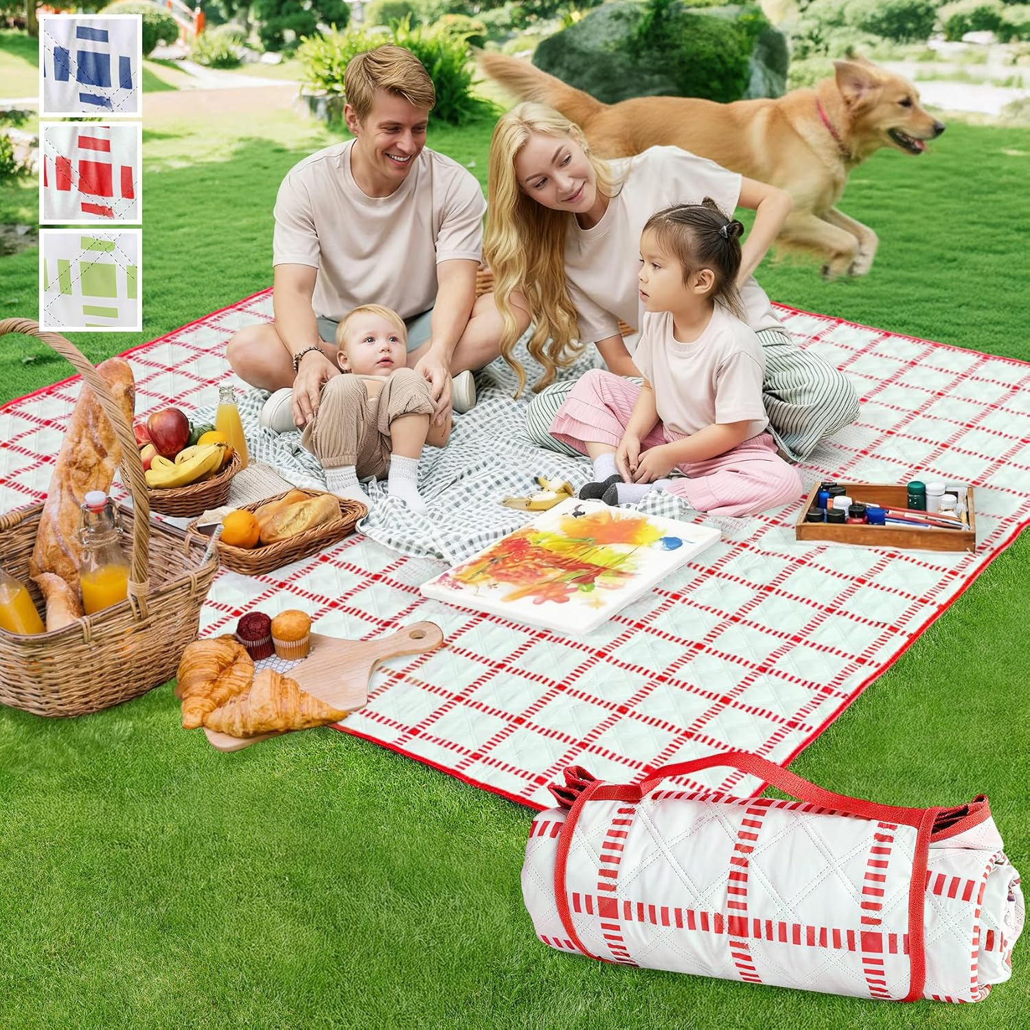 Alvantor® Extra Large Picnic Outdoor Blanket, 80"x 80" Waterproof Foldable Camping Blankets, Portable Picnic Mat for Travel, Park, and Beach, Sandproof, Soft & Durable, Bule