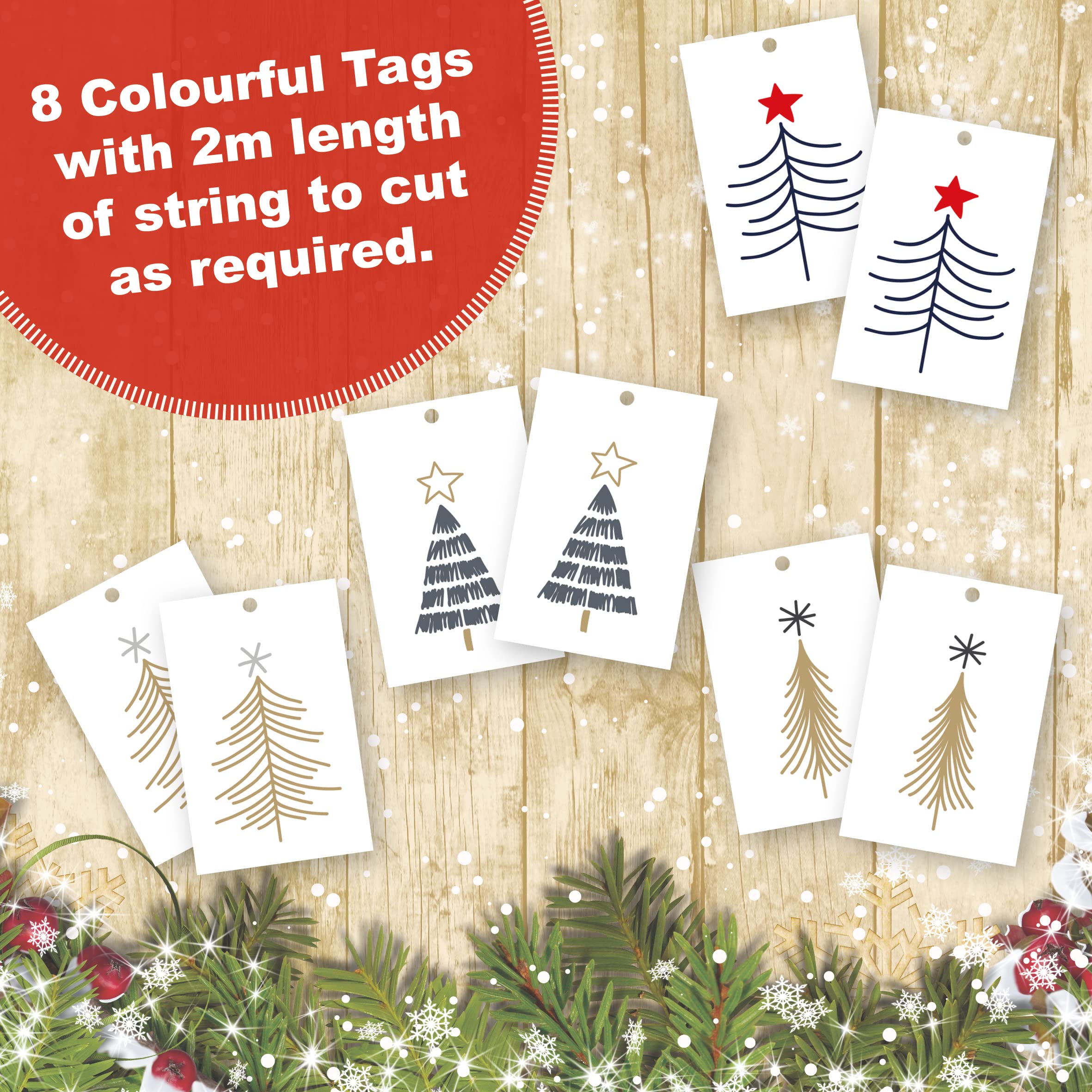 Christmas Wrapping Paper. 8 XL Sheets (50 x 70cm). Christmas Tree Design. Gift Wrap Pack with Matching Tags. Cutting Grid on Reverse. Printed in UK. by Absolutely Yours - Image 2