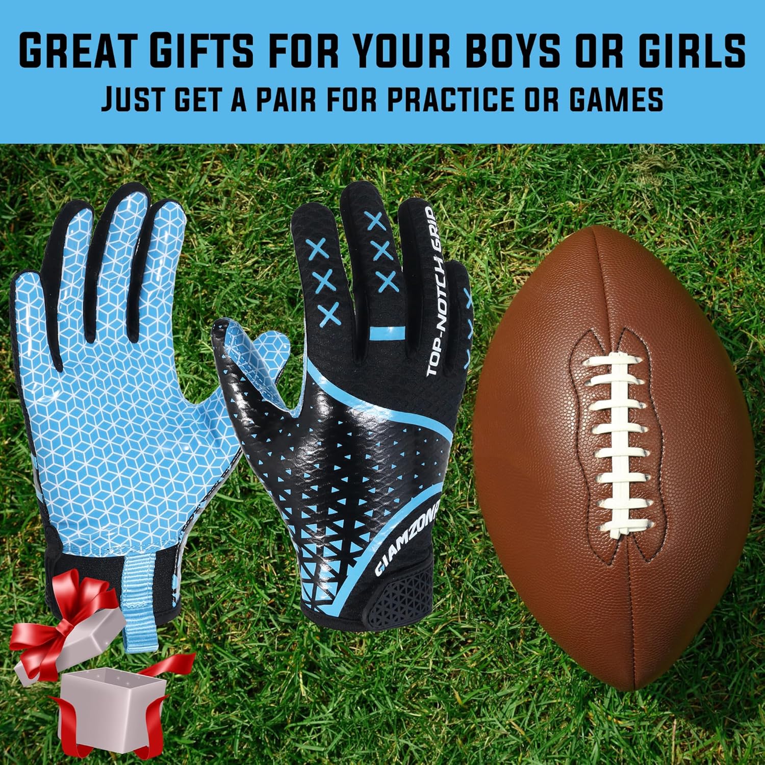 Youth Football Gloves, Kids Receiver Gloves with Sticky Grip, Flag Football Glove, Best Gift for Boys Girls Ages 8–12 - Image 7
