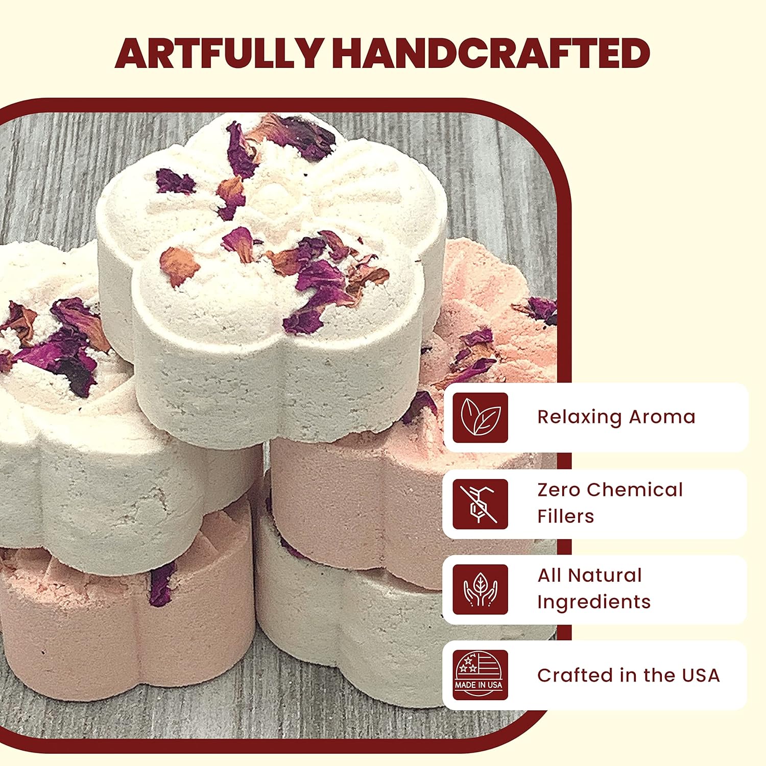 LOVE POTION #MINE Melting Shower Bombs w/Rose Petals (5PK) - Ylang Ylang, Jasmine, Vanilla Romance Essential Oil Blend – Christmas Gifts for Women – Self Care and Relaxation – Stress Relief - Image 7