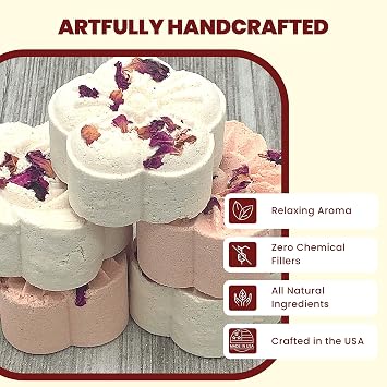 LOVE POTION #MINE Melting Shower Bombs w/Rose Petals (5PK) - Ylang Ylang, Jasmine, Vanilla Romance Essential Oil Blend Christmas Gifts for Women Self Care and Relaxation Stress Relief