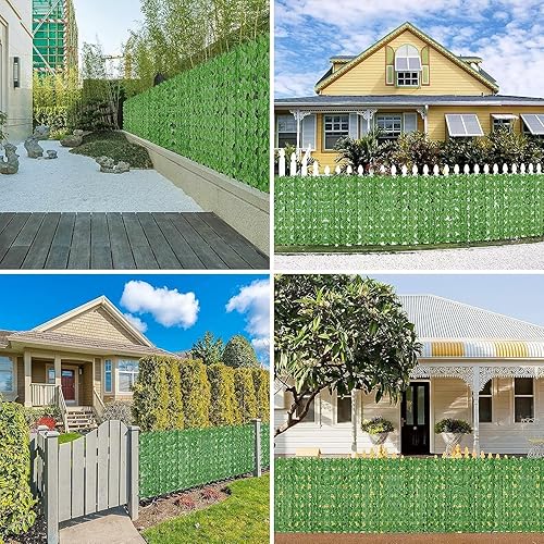 Miniatura 9 de Pantalla de pared para valla de privacidad de hiedra artificial, 200 x 40 pulgadas, anti rayos UV, telón de fondo de hiedra y hojas de vid, paneles