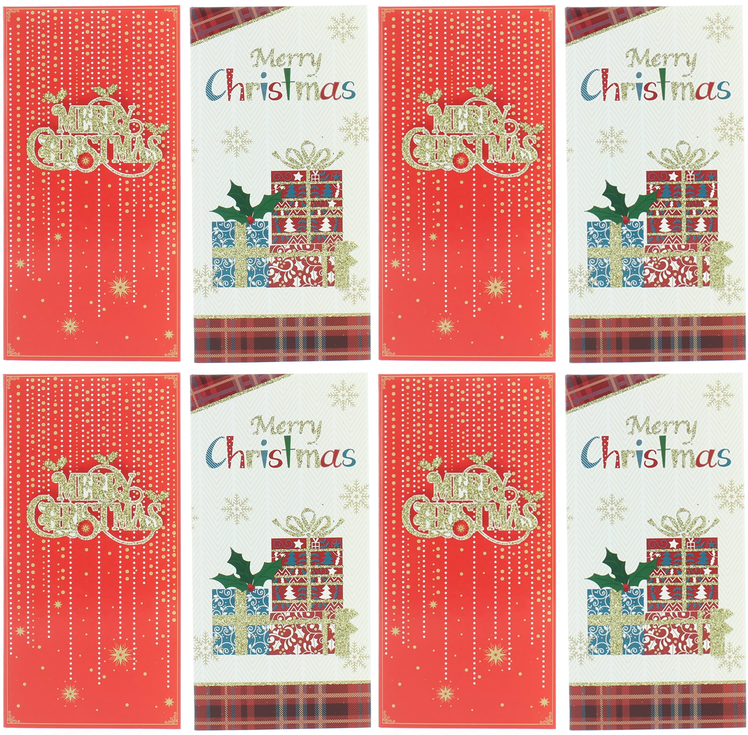 Pack of 8 Christmas Money Wallet Gift Cards & Envelopes - Modern Traditional Designs
