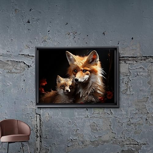 Miniatura 7 de Fox Mother Cub Print, In The Style Of Stencil,Based, Kids Wall Art, Kids Wall Art Display, Mom And Baby Animal Art Print, Canvas, Home Decor