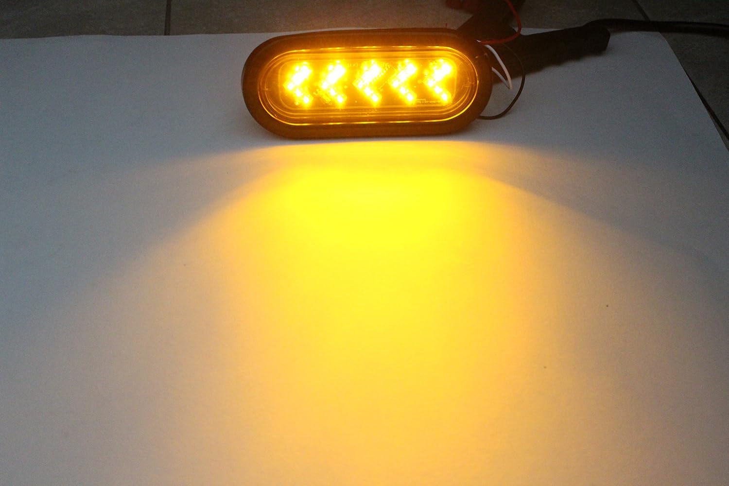 Blingbling Pack of 6 LED Sealed 6 7/16" Oblong Arrow Turn Signal Light Kit Amber with Sequential Light, Grommet and Plug Truck Trailer RV